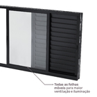 Janela de Alumínio Veneziana 3 Folhas 100x150cm com Vidro 3mm Vivace Artens Preta