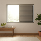 Janela de Alumínio Veneziana 3 Folhas 100x150cm com Vidro 3mm Vivace Isoxa Cinza