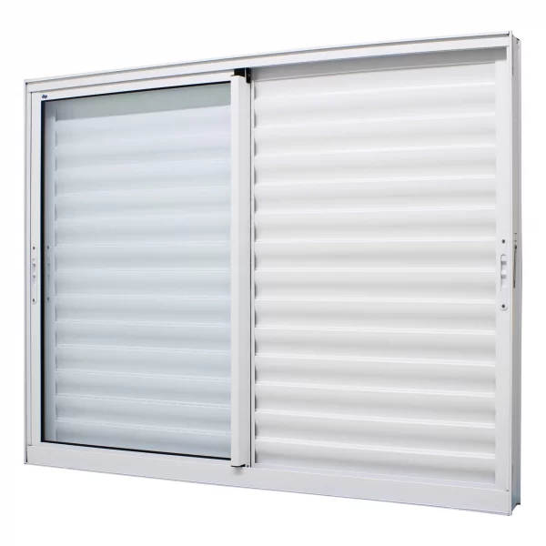 Janela Veneziana Alumínio Branco 100x120 3 Folhas Móveis Sem