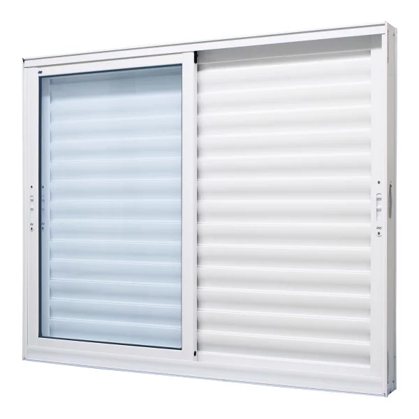 Janela Veneziana Alumínio Branco 120x120x11,8cm 3 Folhas Móve
