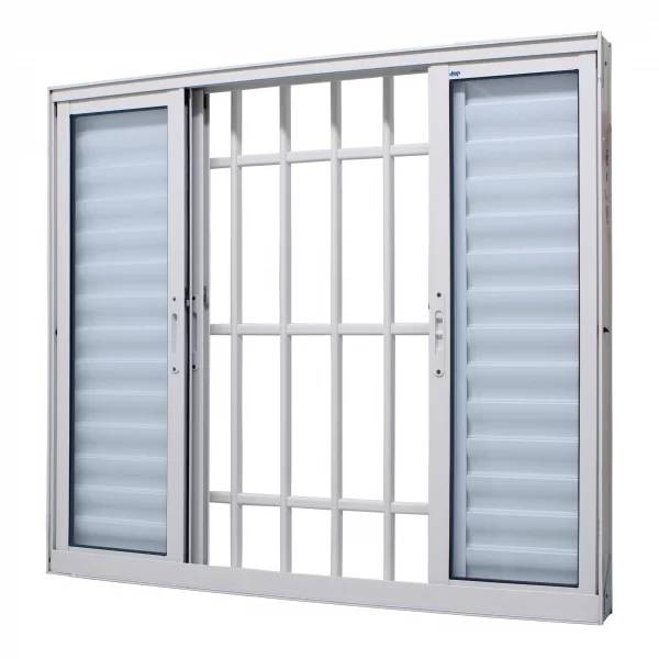 Janela Veneziana Alumínio Branco 6 Folhas 100x120 Com Grade J