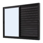 Janela Veneziana Alumínio Preto 100x100 3 Folhas Móveis Sem G