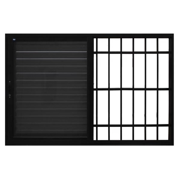 Janela Veneziana Alumínio preto 100x120x16cm 3 Folhas Móveis