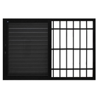 Janela Veneziana Alumínio Preto 100x150x16cm 3 Folhas Móveis