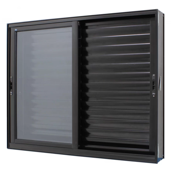 Janela Veneziana Alumínio Preto 120x200x11,8cm 3 Folhas Móvei