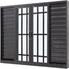 Janela Veneziana Alumínio Preto 6 Folhas 120x200 Com Grade Ja