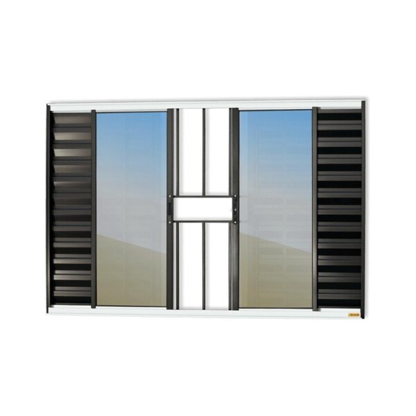 Janela Veneziana Confort 6 Folhas Com Grade Vidro Reflex 100c