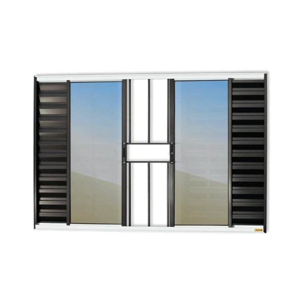 Janela Veneziana Confort 6 Folhas Com Grade Vidro Reflex 120c