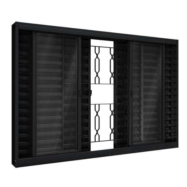 Janela Veneziana De Aço 100 X 100 X 12 Cm Preto 6 Folhas Grad