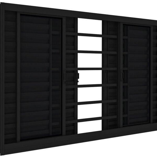 Janela Veneziana De Aço 100x120cm 6 Folhas Com Grade - Cor: P