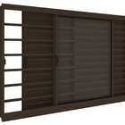 Janela Veneziana De Aço 100x150cm 3 Folhas Com Grade - Cor: P