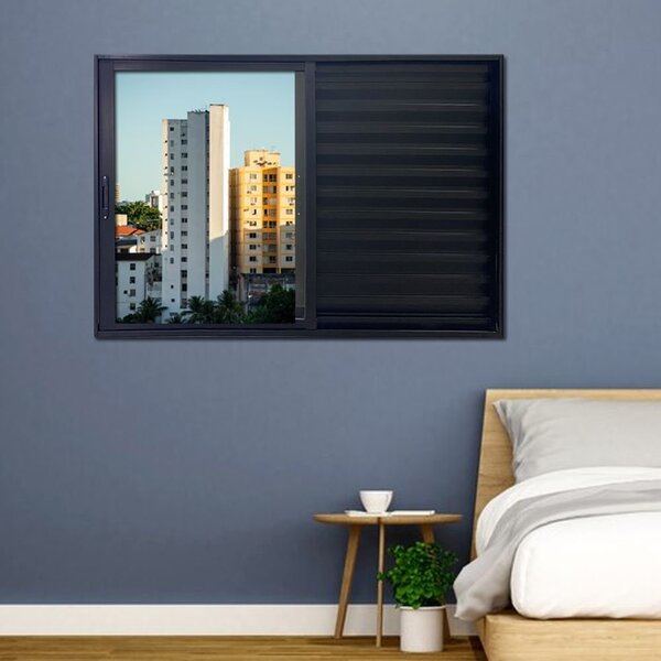 Janela Veneziana De Alumínio 3 Folhas 100 X 100cm Linha 25 Es