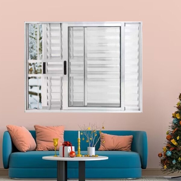 Janela Veneziana De Alumínio 3 Folhas 120 X 150cm Com Grade L