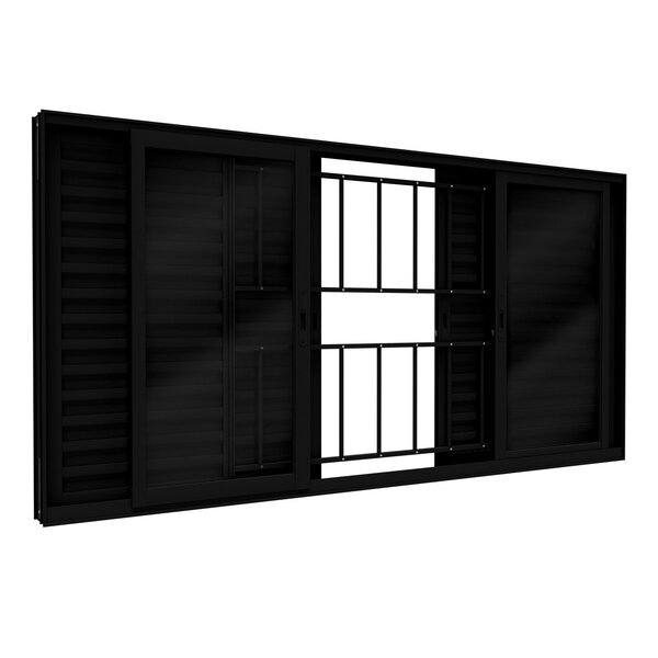 Janela Veneziana De Alumínio 6 Folhas Com Grade E Fecho Embut