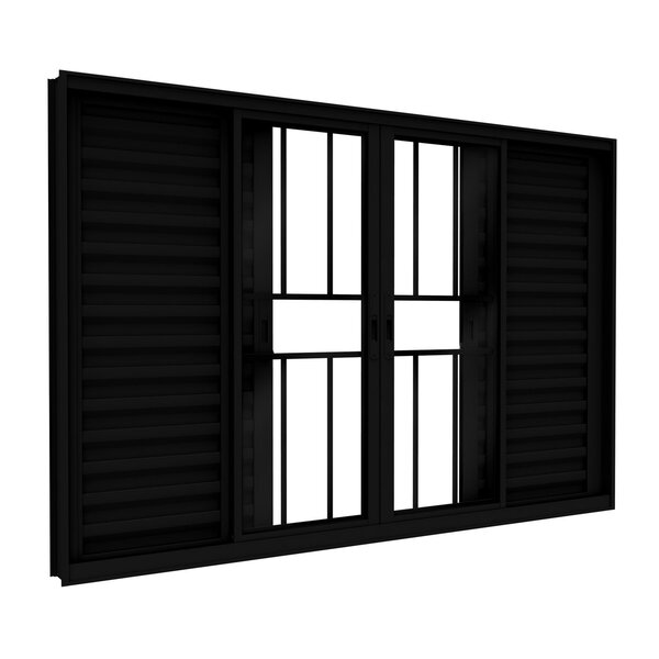 Janela Veneziana De Alumínio Com Grade 4 Folhas Móveis E 2 Fi