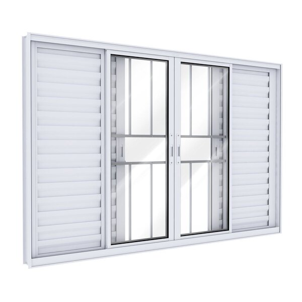 Janela Veneziana De Alumínio Com Grade E 4 Folhas Móveis E 2