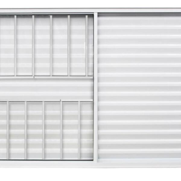 Janela Veneziana De Correr 03 Folhas Com Grade Branco - 120x1