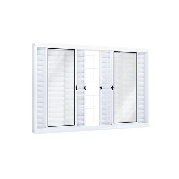 Janela Veneziana de Correr Aço com Grade Quadrada 100x100 Ullian