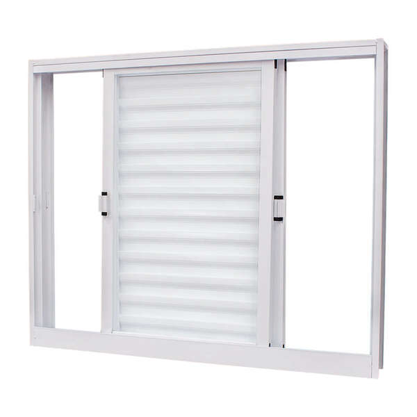 Janela Veneziana Em Aço Branco 100x150x14 Cm 3 Folhas Móveis