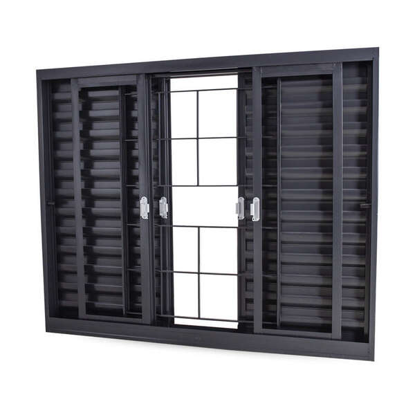 Janela Veneziana Em Aço Primer 100x200x14 Cm 6 Folhas Grade Q