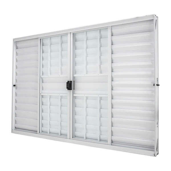Janela Veneziana Em Alumínio Branco 100x200x7 Cm 6 Folhas Com
