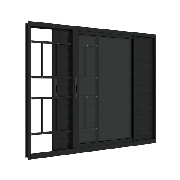 Janela Veneziana Em Alumínio Grade Classic 100x120 Cm 3 Folha