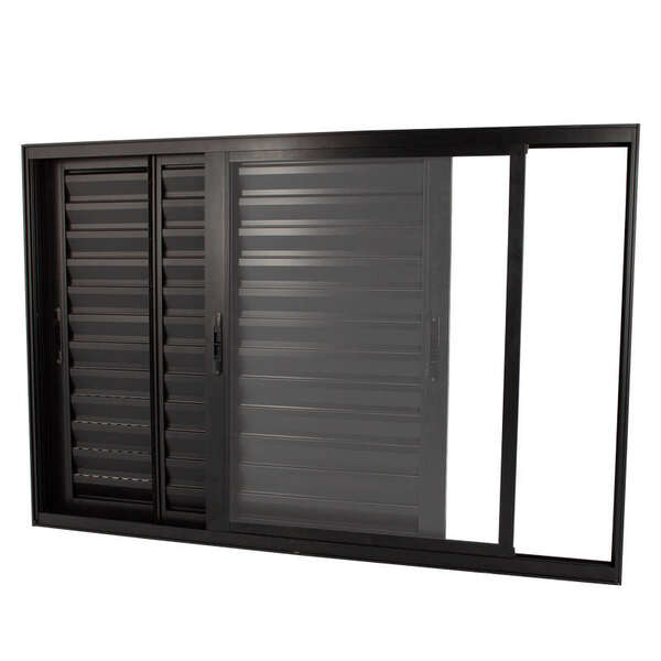 Janela Veneziana Em Alumínio Preto 120x150x10 Cm 3 Folhas Móv
