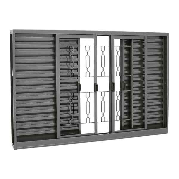Janela Veneziana Grade Elo Em Aço 100 X 150 X 12 Cm 6 Folhas