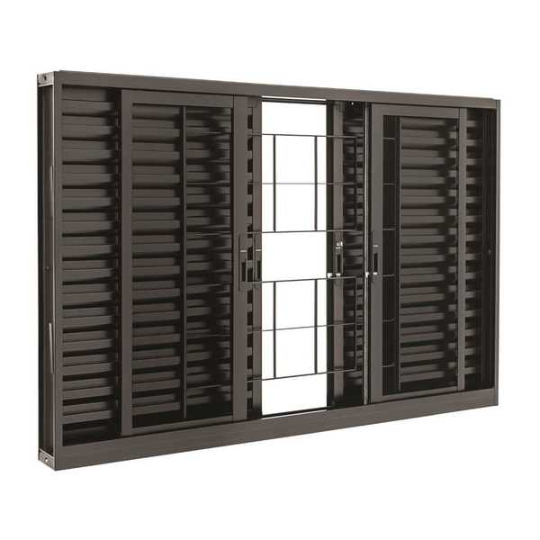 Janela Veneziana Grade Quadriculada Black Em Aço 100 X 200 X