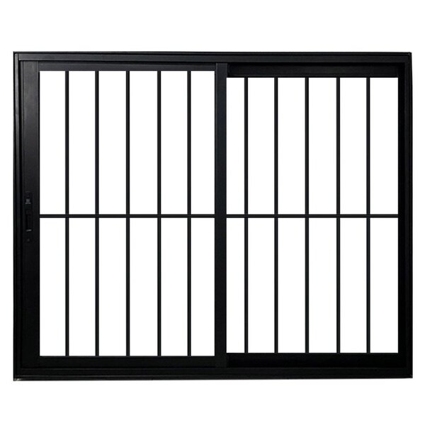 Janela Vitro 2 Folhas Com Grade De Correr Alum. Preto Linha V