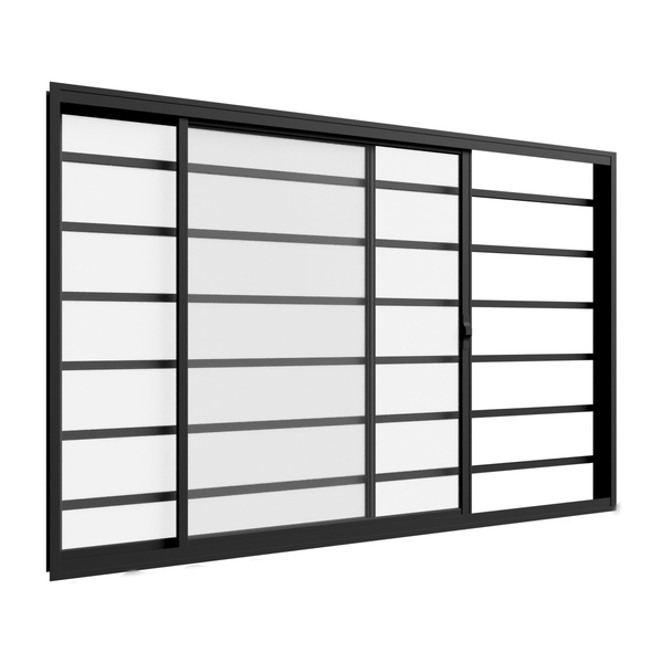 Janela Vitrô 2 Folhas Com Grade Horizontal 1,20m X 1m Em Alum