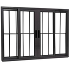 Janela Vitro 4 Folhas Alumínio Preto Com Grade Linha 25 - Dc