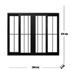 Janela Vitro 4 Folhas Alumínio Preto Com Grade Linha 25 Medid