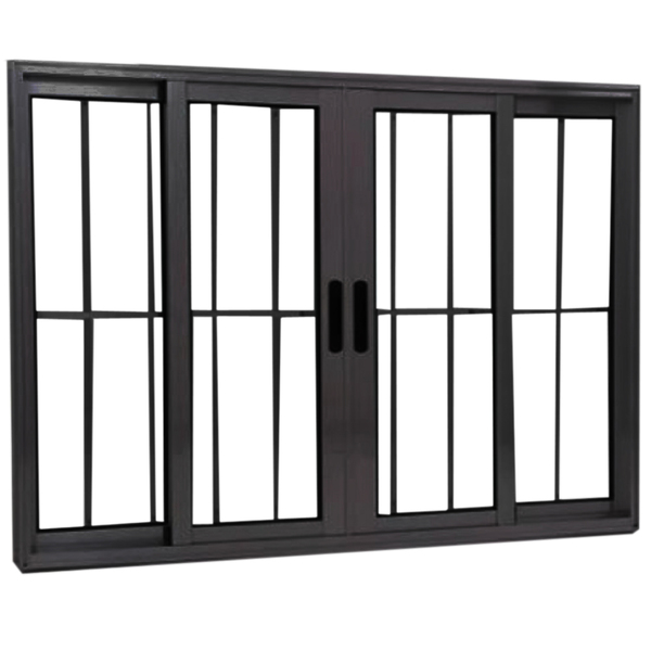 Janela Vitro 4 Folhas Alumínio Preto Linha Veneza Com Grade M