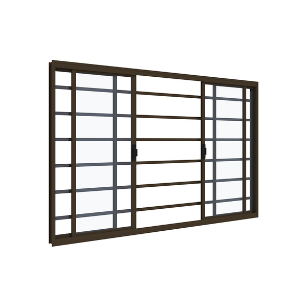 Janela Vitrô 4 Folhas Com Grade Horizontal 1,50m X 1m Em Alum