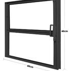 Janela Vitro Basculante 40x40 Alumínio Preto Com Vidros