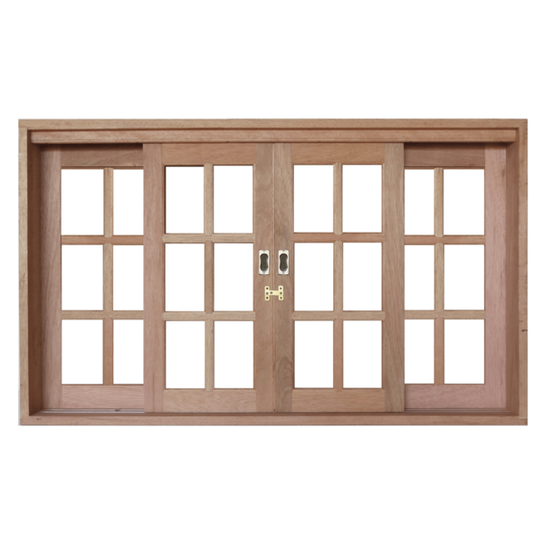 Janela Vitrô Correr Quadriculado 1 20m X 1 80m X 14cm Cedro A