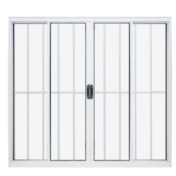 Janela Vitro De Alumínio 04 Folhas Com Grade Classic Branco -