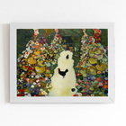 Jardim Galinhas Gustav Klimt Quadro Moldura Branca 60x40cm