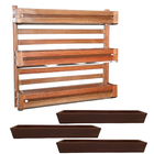 Jardim Vertical De Madeira 46x83cm e 3 Jardineiras Marrom