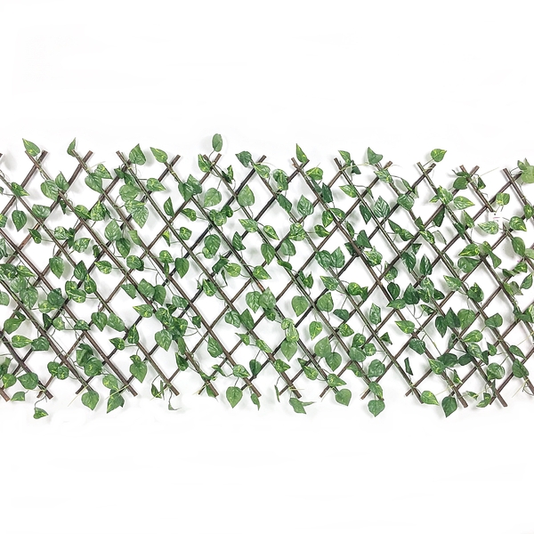 Jardim Vertical Gradil Treliça Madeira Com Hera Artificial M