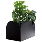 Jardineira Baixo em Metal 40x22x19cm de Chão e Parede Preto Flower Maxeb