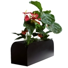 Jardineira Baixo em Metal 60x22x19cm de Chão e Parede Preto Flower Maxeb