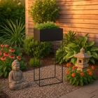 Jardineira Jumbo em Metal 40x22x90cm de Chão Preto Flower Maxeb