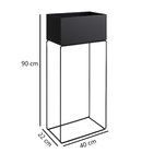 Jardineira Jumbo em Metal 40x22x90cm de Chão Preto Flower Maxeb