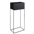 Jardineira Jumbo em Metal 40x22x90cm de Chão Preto Flower Maxeb