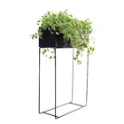 Jardineira Jumbo em Metal 60x22x90cm de Chão Preto Flower Maxeb