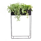 Jardineira Jumbo em Metal 60x22x90cm de Chão Preto Flower Maxeb