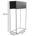 Jardineira Jumbo em Metal 60x22x90cm de Chão Preto Flower Maxeb