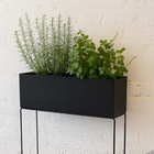 Jardineira Jumbo em Metal 80x22x90cm de Chão Preto Flower Maxeb